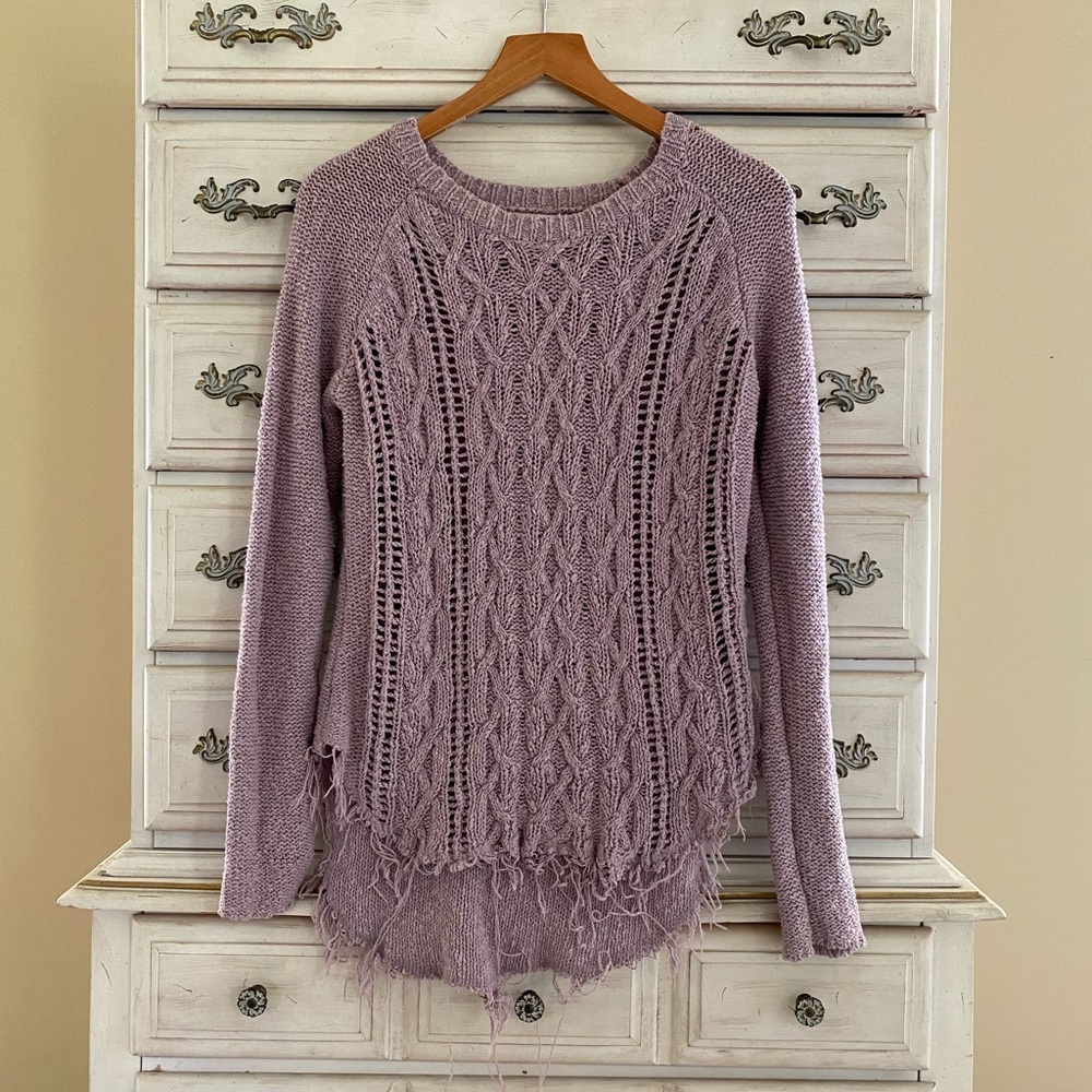 Vici Lavender Distressed Sweater